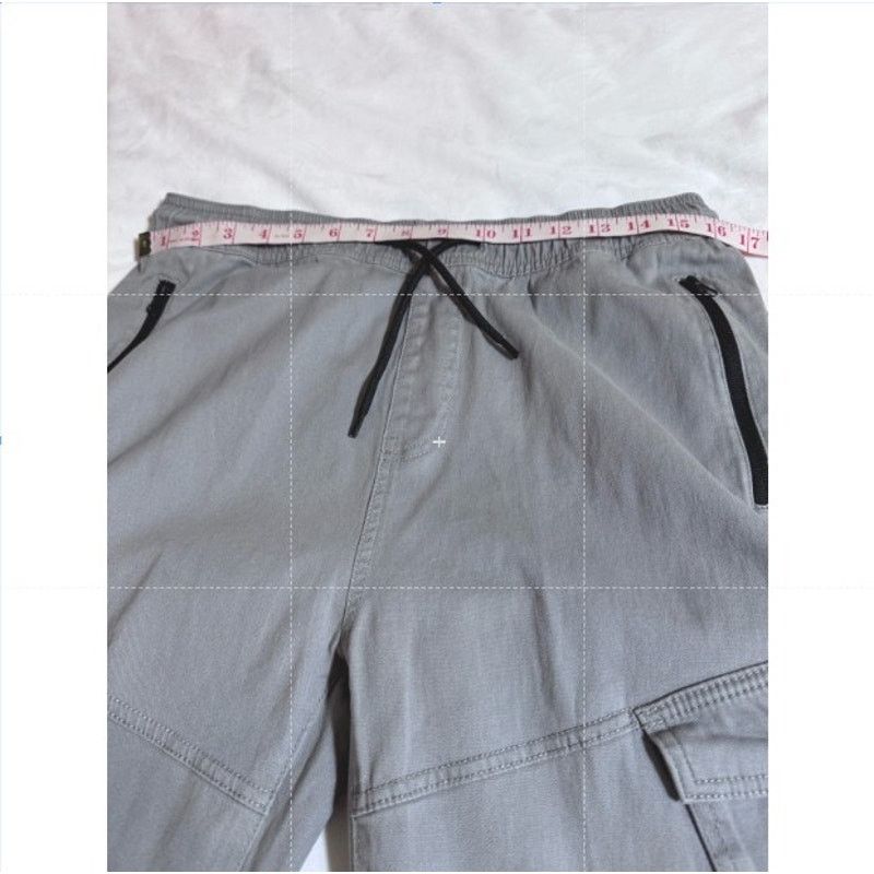 Unknown London WXYZ Essentials Stretch Cargo Jogger Drawstring Pants Gray L Size US 31 - 7 Thumbnail