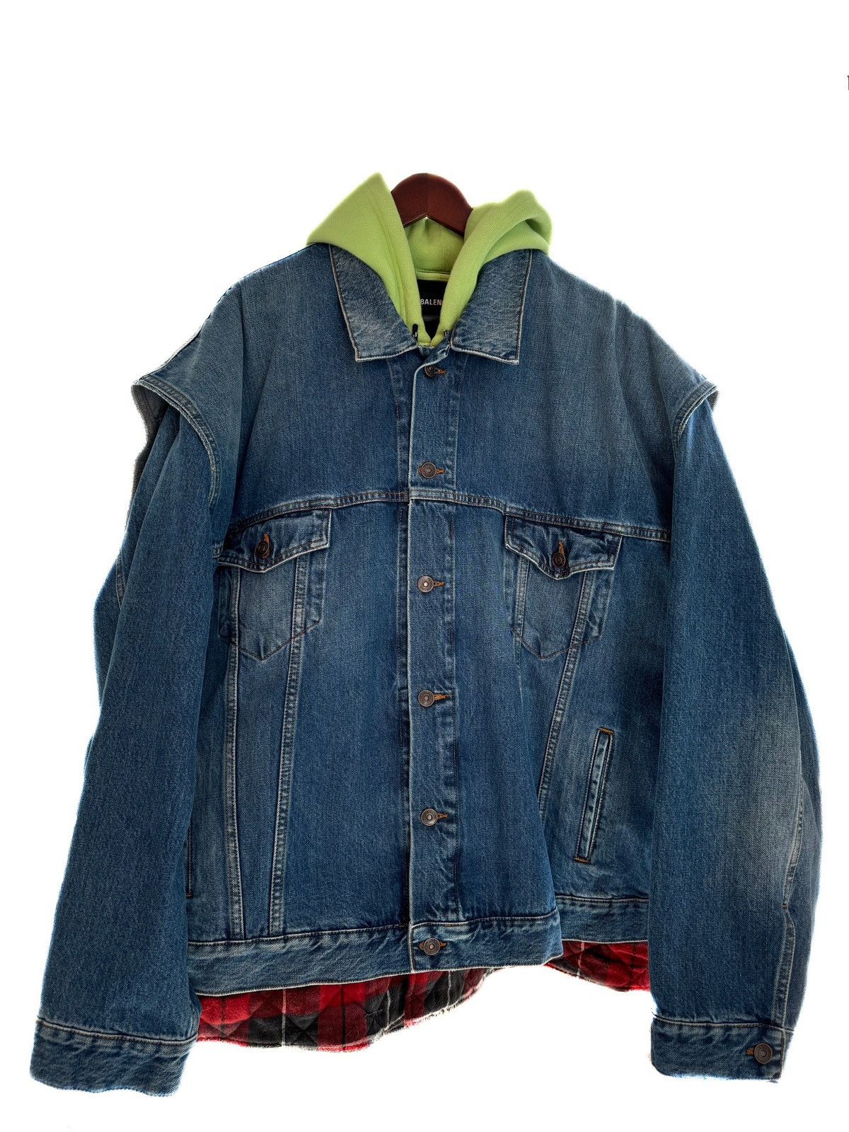 Balenciaga FW 18 Gilet Denim Layer 2 in 1 Plaid Quilted Hood Jacket Size US M / EU 48-50 / 2 - 4 Thumbnail