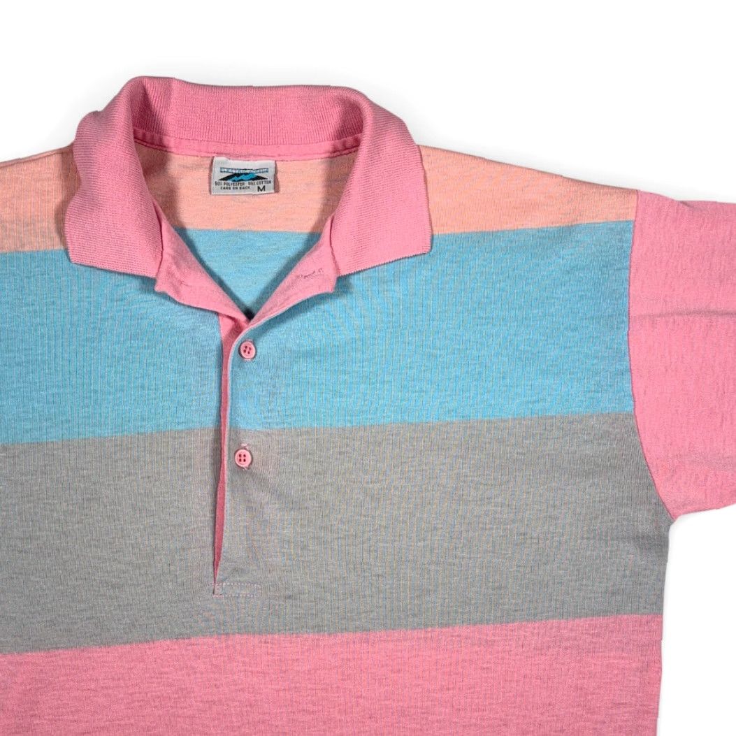 Vintage VINTAGE Electric Avenue Polo Shirt Mens SMALL Pink Striped USA 80s Polo Shirt Size US S / EU 44-46 / 1 - 2 Thumbnail
