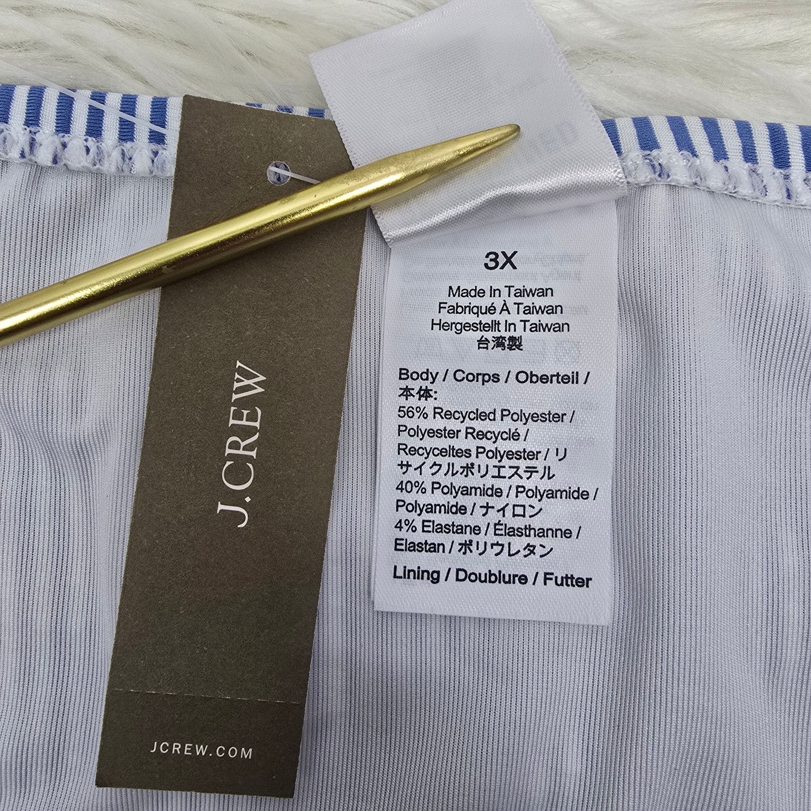 J.Crew NWT J Crew Tie High-Rise Bikini Bottom Seersucker 3X Striped Size ONE SIZE - 8 Thumbnail