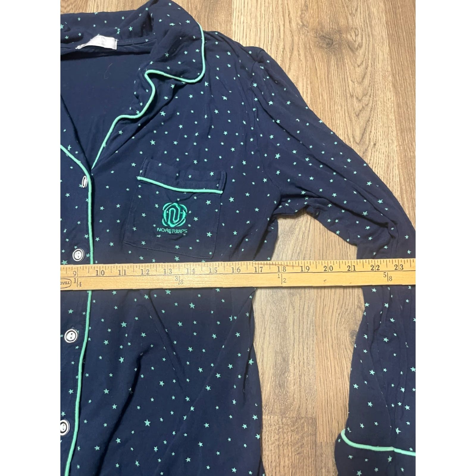 Vintage Nora Twips Dress Women's Gown Night Blue Green Stars Button Up Large Night Gown Womens L Blue Stars Size L / US 10 / IT 46 - 4 Thumbnail