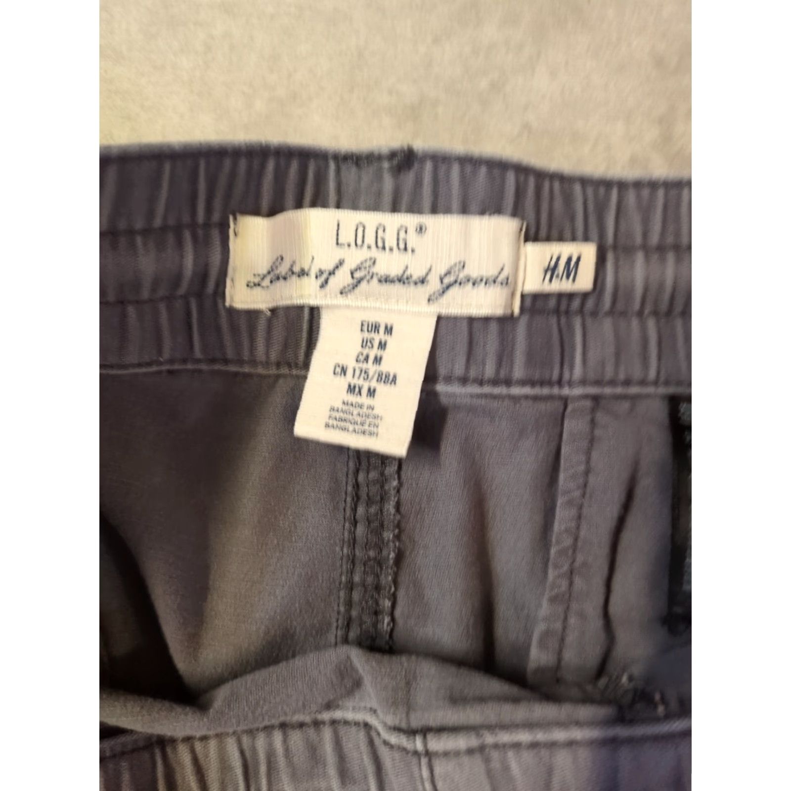 H&M VINTAGE L.O.G.G. Pants Men Medium M Drawstring Slim Fit Cuffed Taper Gray Size US 33 - 7 Thumbnail