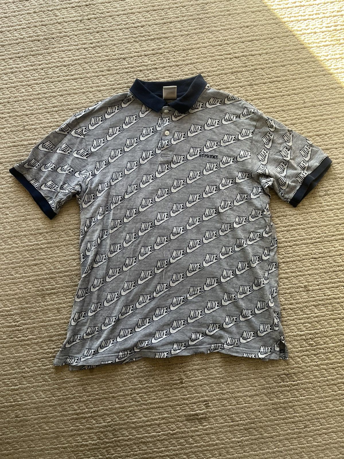 Supreme Supreme Nike knit jacquard polo tee grey navy | Grailed