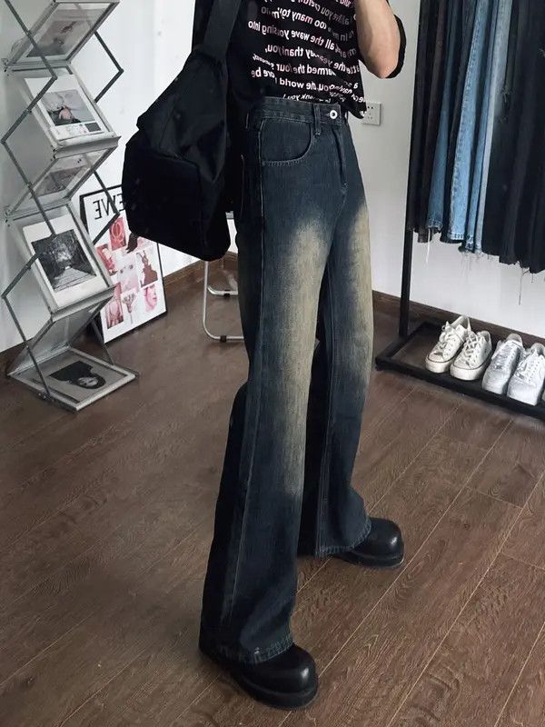 Japanese Brand naga Vintage washed distressed loose casual flared jeans Size US 32 / EU 48 - 4 Thumbnail