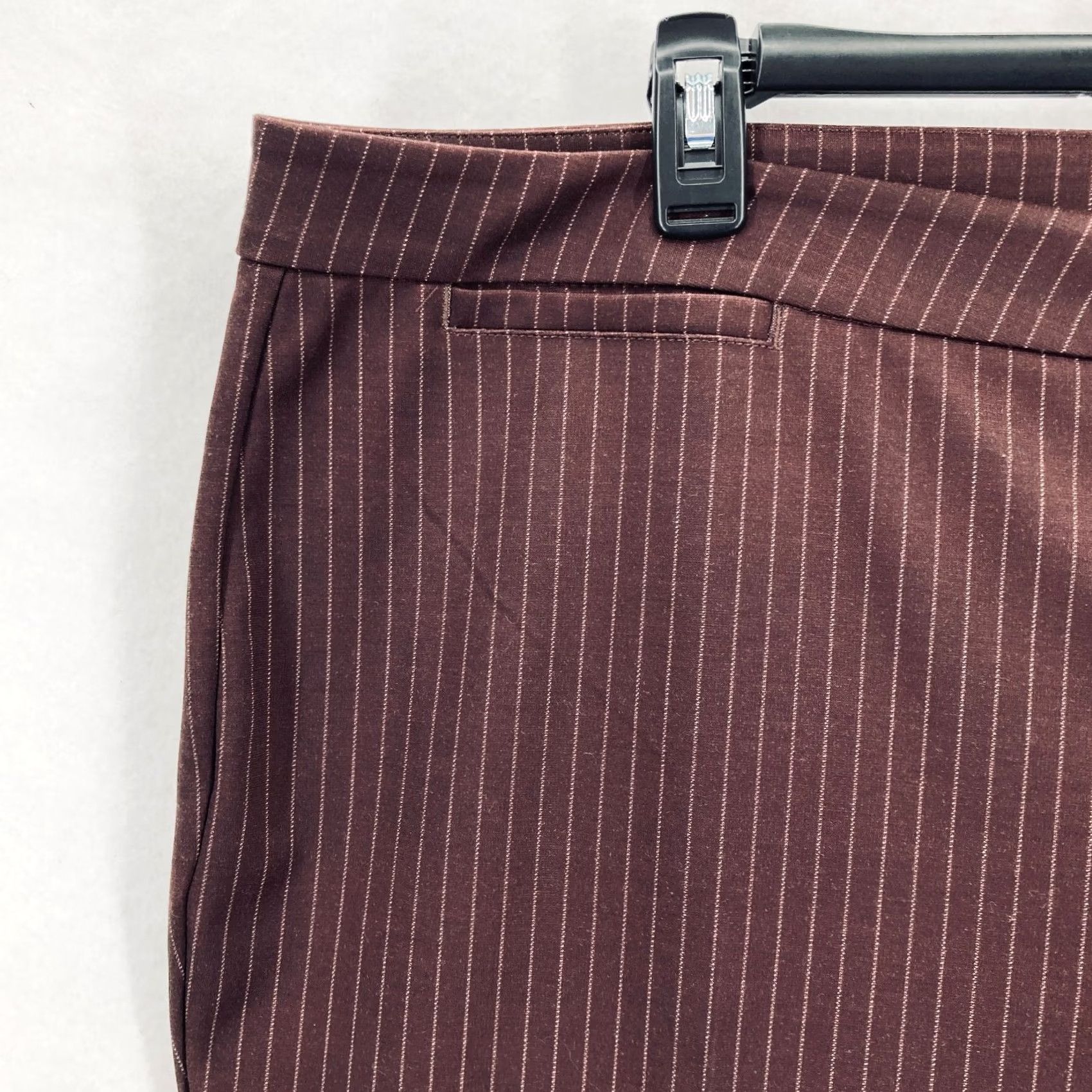 NYDJ NYDJ Aaro Slim Straight Pants Women's Plus 20W Burgundy Red Striped Chino Size 42" / US 20 - 3 Thumbnail