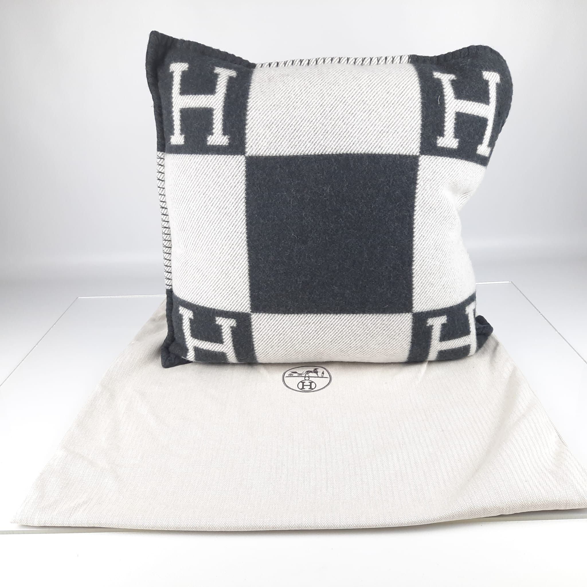image of Hermes Ecru & Gris Fonce Avalon Pillow, Small Model in Ecru/Gris Fonce, Women's