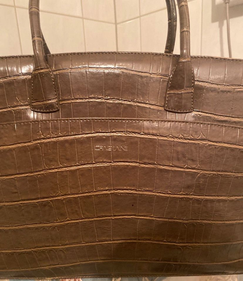Other Vintage CHEVANI Genuine Leather Tote Bag Brown Croc-Embossed Size ONE SIZE - 3 Thumbnail