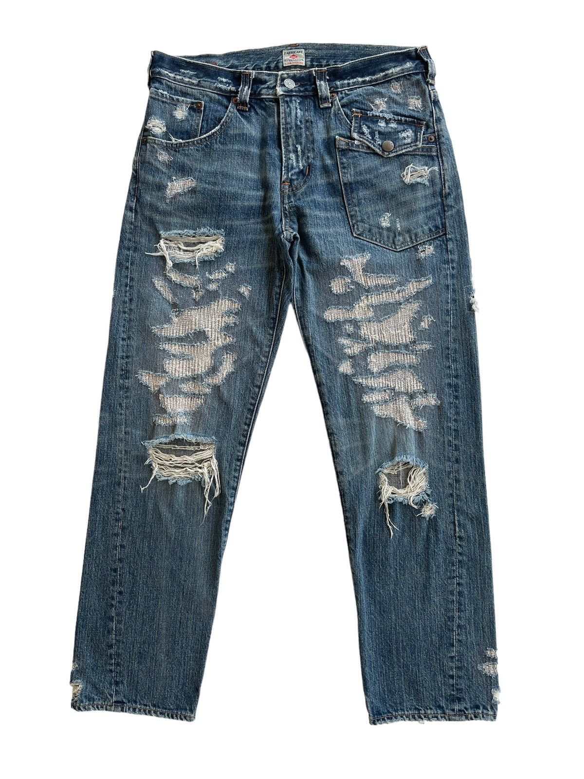 image of Distressed Denim x Vintage Rna Slang Ripped Distressed Jeans in Blue Denim, Men's (Size 31)