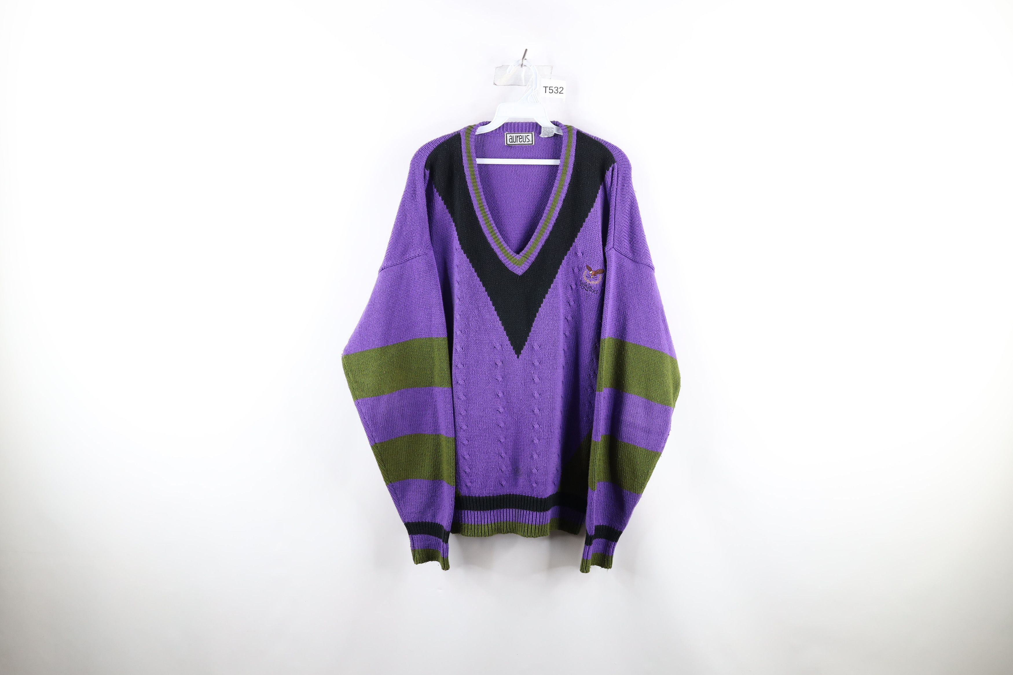 Vintage Vintage 90s Dapper Cable Knit Long Sleeve V-Neck Sweater Size US XL / EU 56 / 4 - 1 Thumbnail