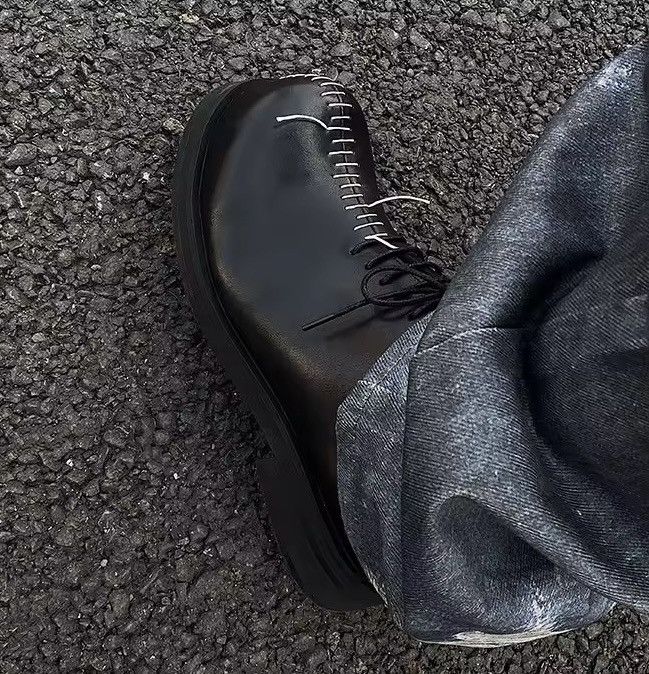 Other Designer Handmade Leather Platform Gothic Punk Boots Size US 11 / EU 44 - 3 Thumbnail