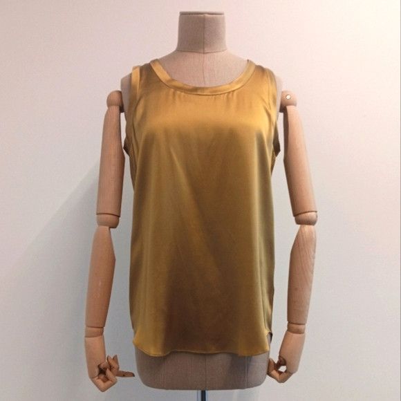 Lafayette 148 LAFAYETTE 148 Perla Luxe Silk Charmeuse Blouse - Gold Size S / US 4 / IT 40 - 1 Thumbnail