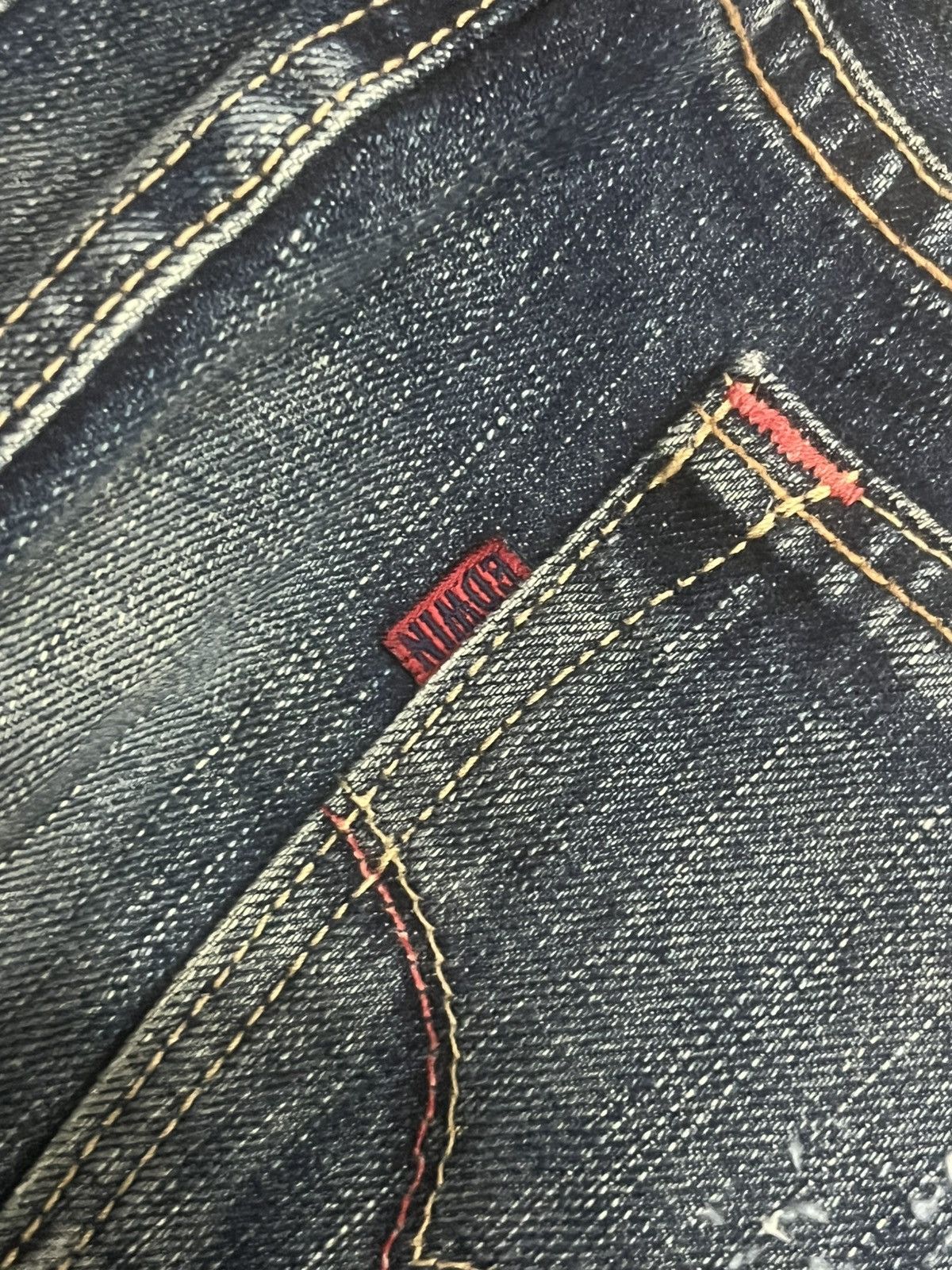 Tornado Mart Vintage Japan Edwin Miss 503 Dark Blue Distressed Flare Jean Size 31" - 10 Thumbnail