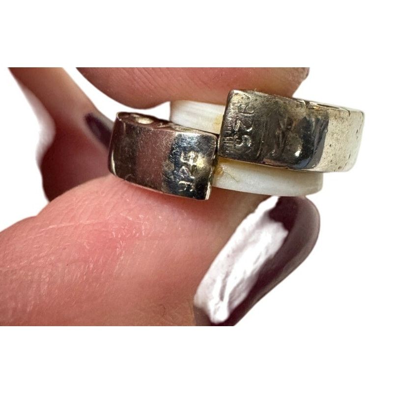 Vintage Earrings /Mother of Pearl / 925 Sterling Silver/Vintage /EUC Size ONE SIZE - 6 Thumbnail