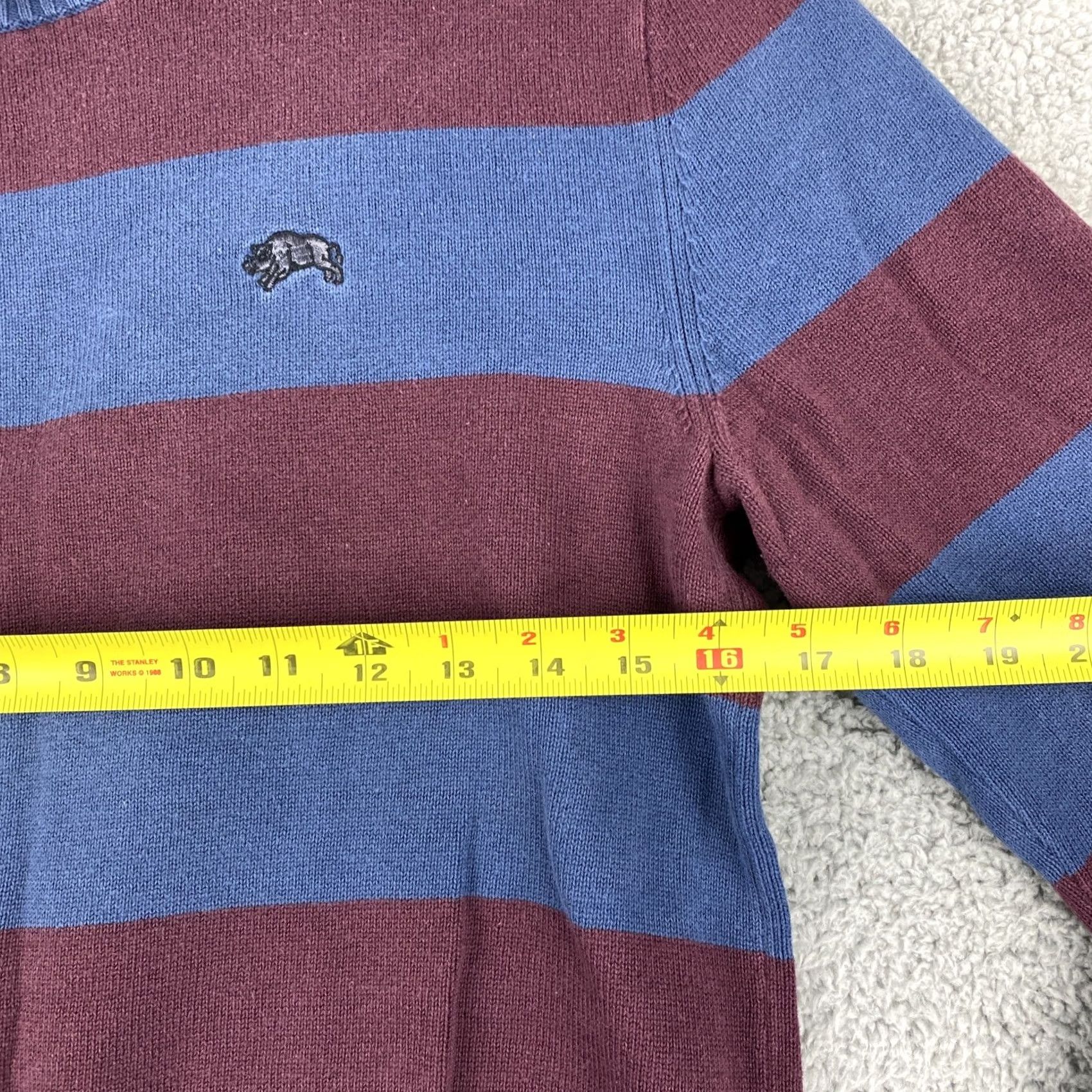 Vintage American Rag Sweater Crewneck Pullover Men M Red Blue Striped Graphic Print Camouflage Theme Casual Seasonal Fall Winter Spring Vintage? No Size US M / EU 48-50 / 2 - 4 Thumbnail