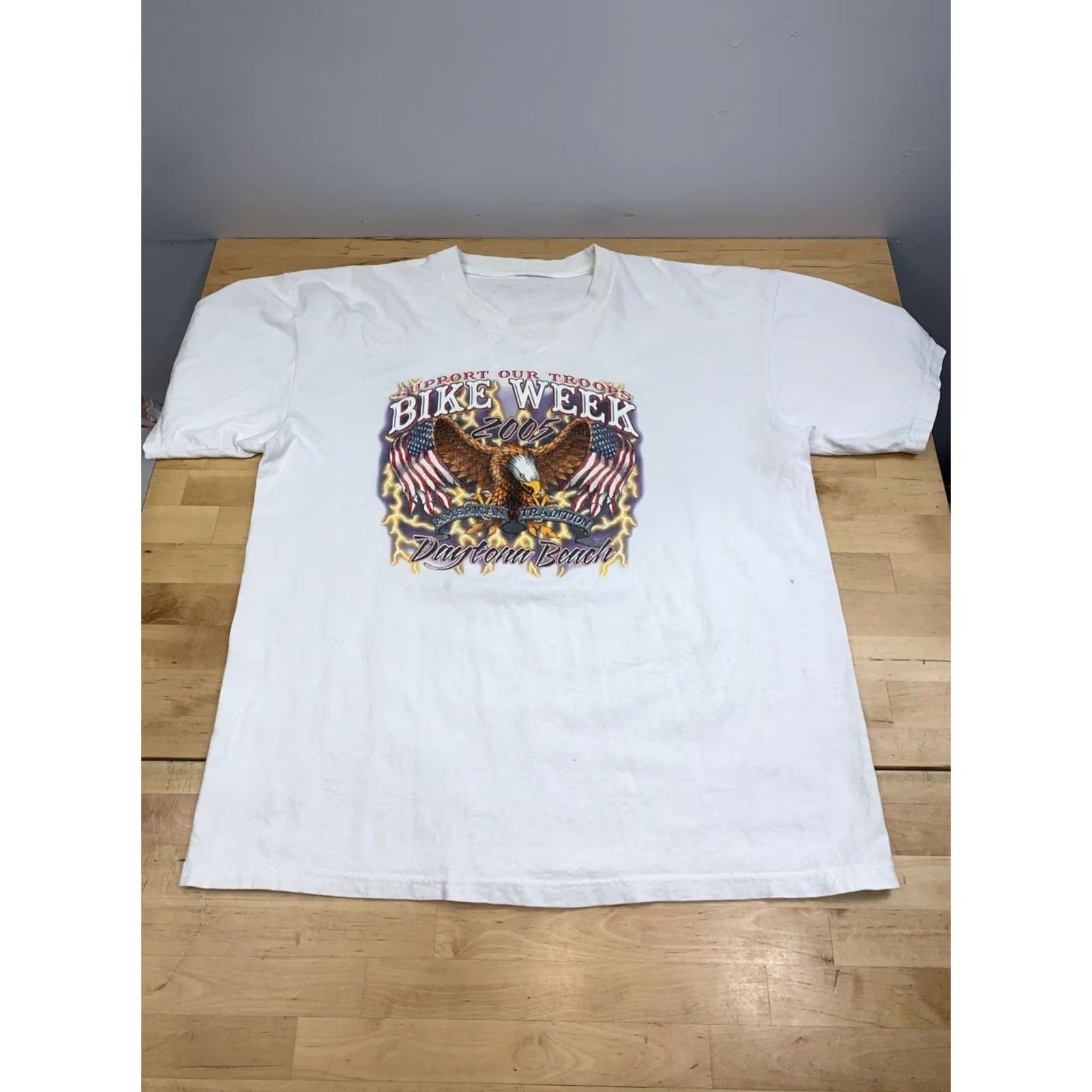 Vintage VINTAGE Bike Week Daytona Beach Shirt Men XL Eagle American Flag 13263 Size US XL / EU 56 / 4 - 3 Thumbnail