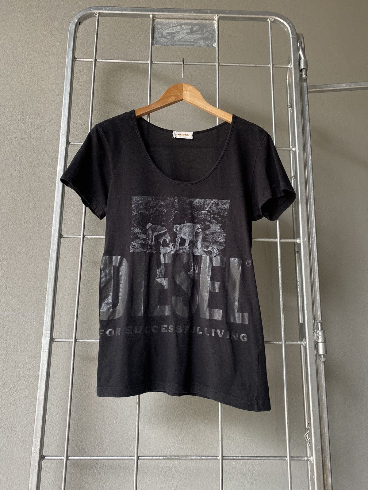 image of Diesel Black Printed Tee, Women's (Size Small)