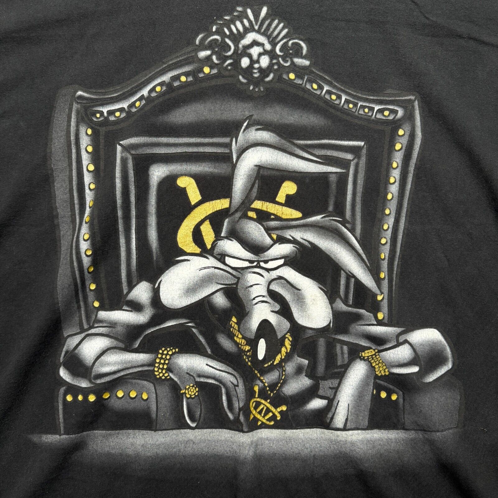Warner Bros VTG Looney Tunes Shirt Black Wile E Coyote Throne 4XL Size US XXL / EU 58 / 5 - 3 Thumbnail