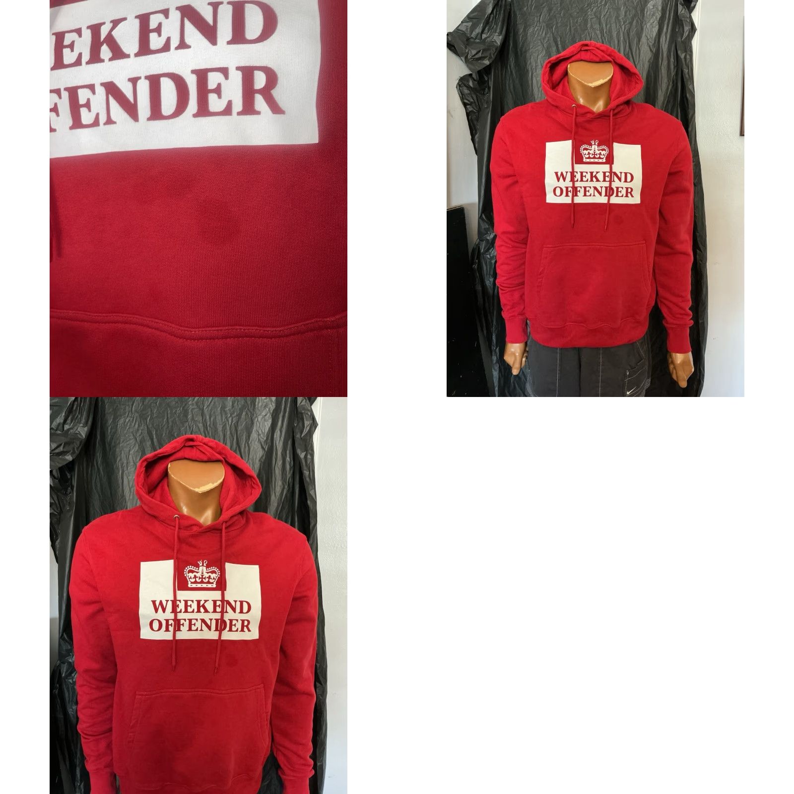 Weekend Offender VINTAGE Weekend Offender HM Service Crown Graphic Admit Nothing Red Pullover Hoodie M Mens Size US M / EU 48-50 / 2 - 8 Thumbnail