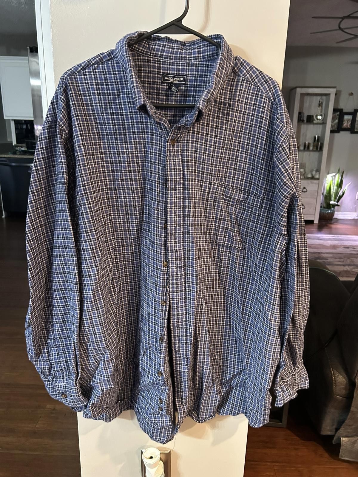 Saddlebred Saddlebred Big Man 3X Blue Plaid Casual Shirt Size US XXL / EU 58 / 5 - 1 Thumbnail