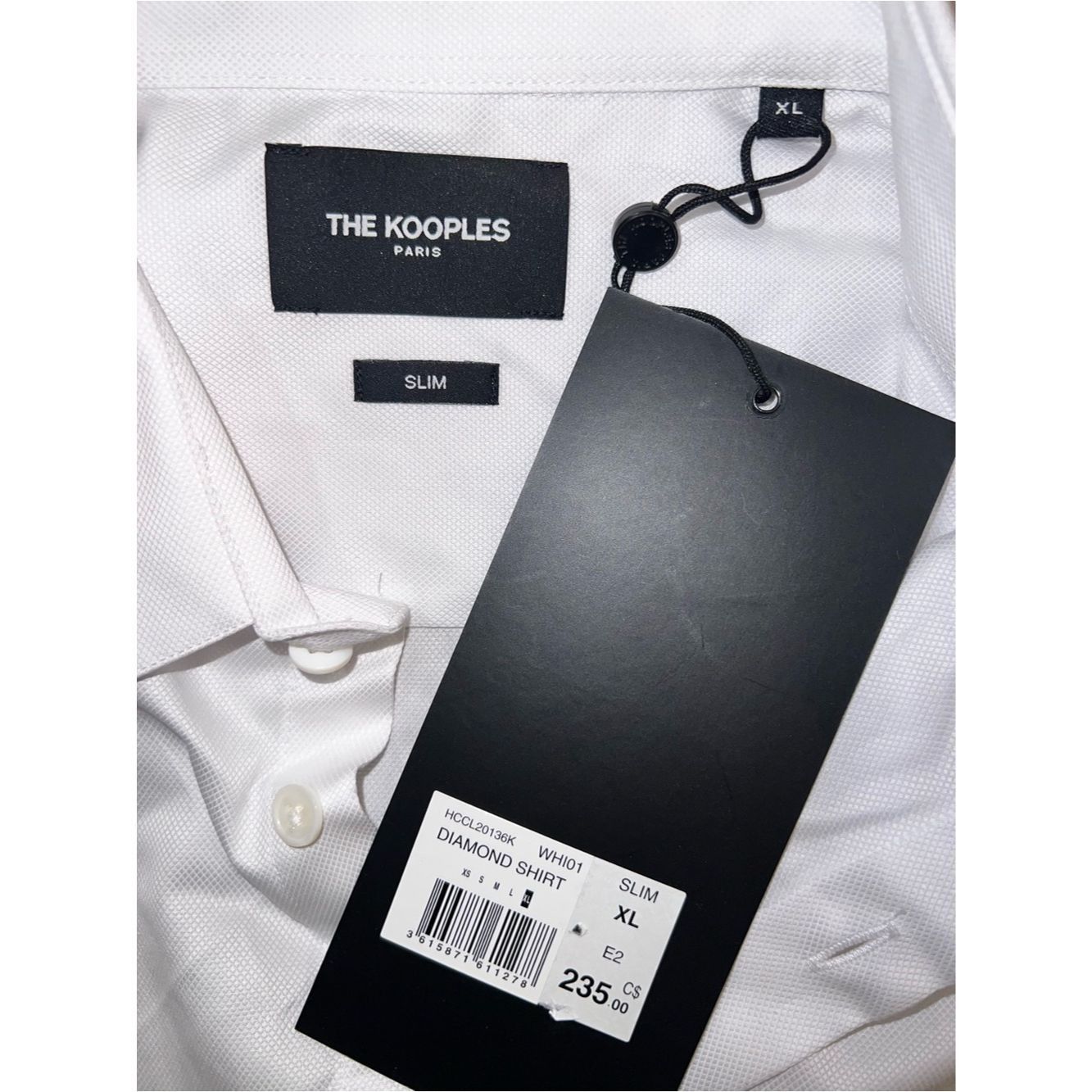 The Kooples The Kooples Paris White Slim Fit Diamond Weave Dress Shirt Size US XL / EU 56 / 4 - 5 Thumbnail