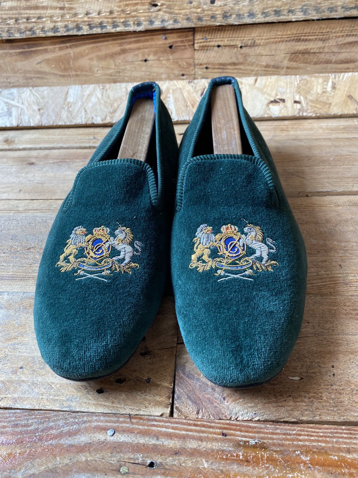 Crockett & Jones Crockett and jones slip slippers green loafer uk sz10.5 Size US 11 / EU 44 - 3 Thumbnail
