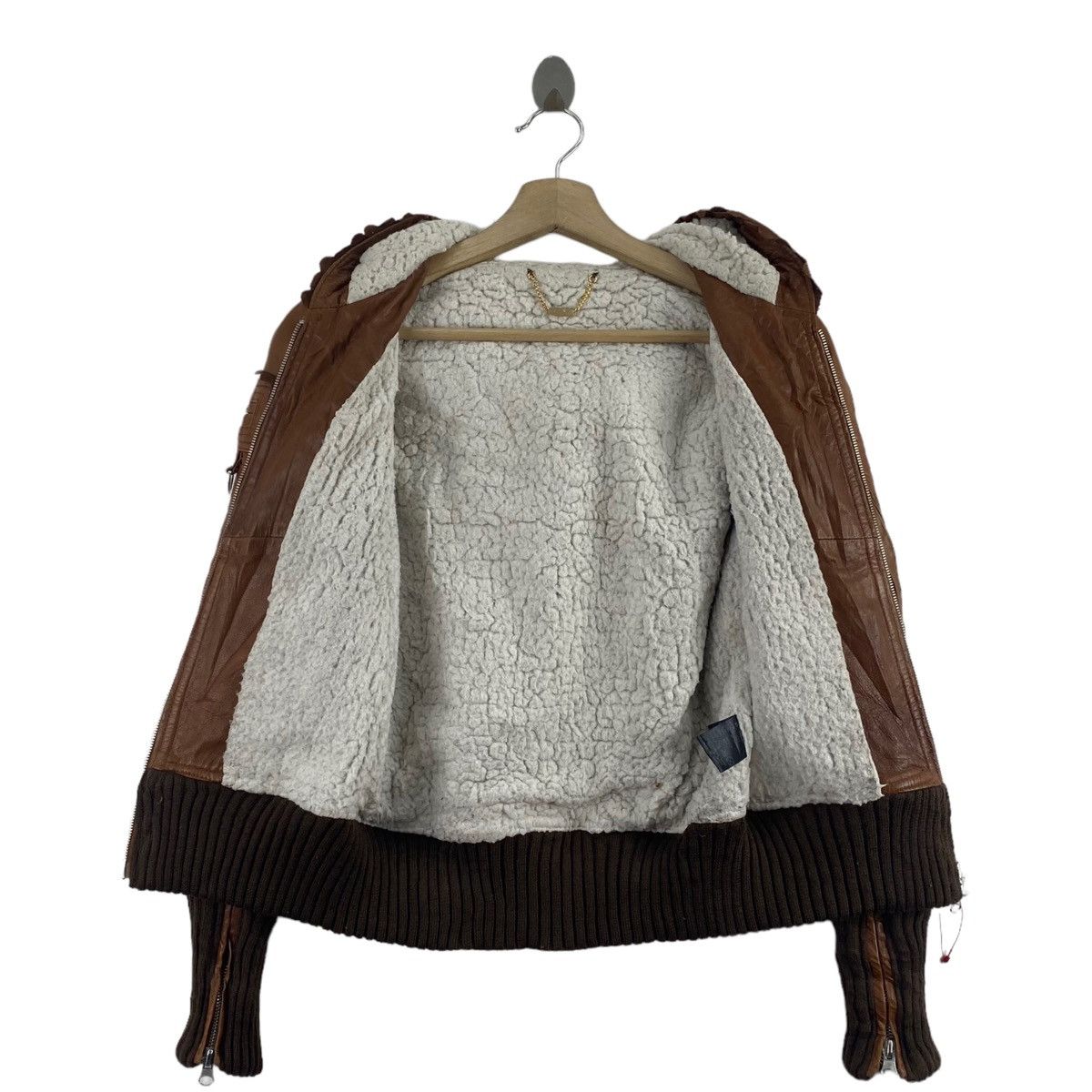 Japanese Brand LANGUAGE Japanese Brand Hooded Brown Leather Jacket Size US XXS / EU 40 - 5 Thumbnail