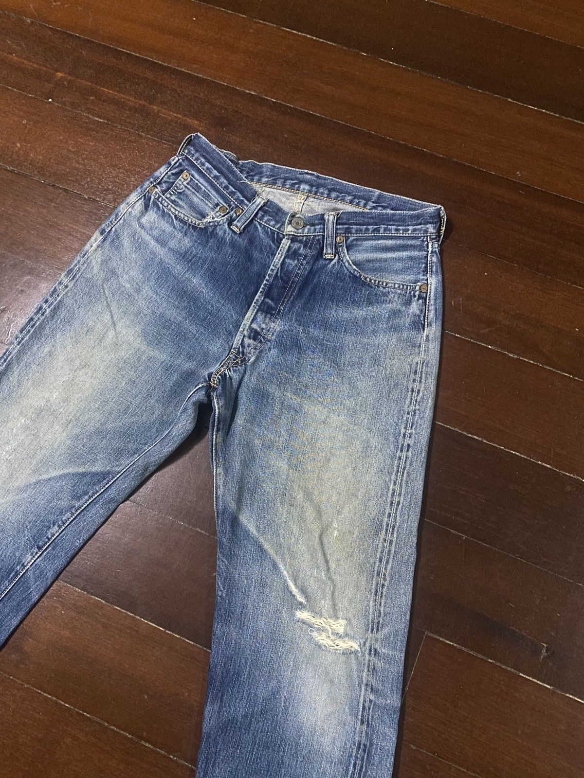 Full Count & Co. vintage full count selvedge distressed mud wash denim pants Size US 30 / EU 46 - 5 Thumbnail
