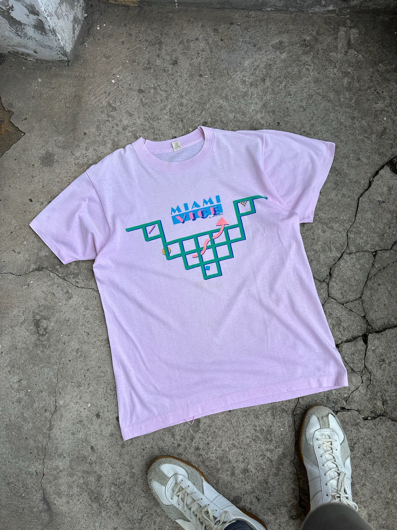 Vintage Vintage 1984 Miami Vice Blue Shirt Single Stitch Movie Promo Size US M / EU 48-50 / 2 - 1 Thumbnail