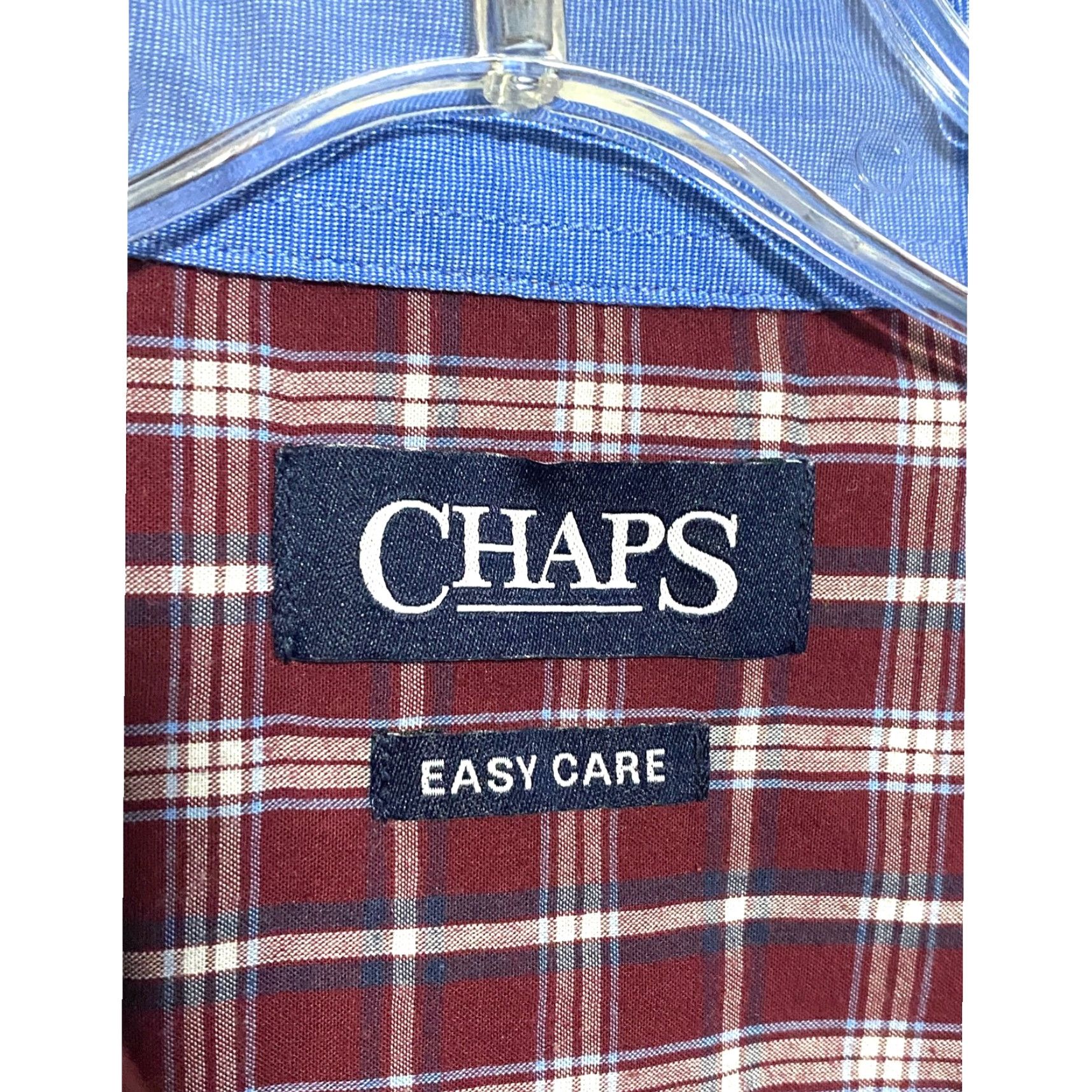 Chaps Chaps Shirt Mens XL Red Blue Plaid Pocket Logo Button Down Easy Care Stretch Long Sleeve Size US XL / EU 56 / 4 - 6 Thumbnail
