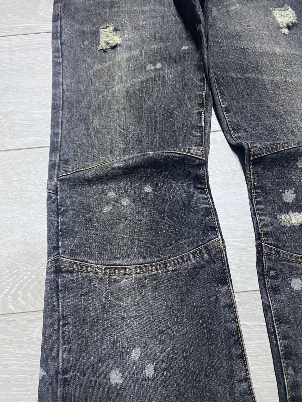 If Six Was Nine Vintage Japanese Brand Avant Garde Double Knee Flare Jeans Size US 31 - 7 Thumbnail