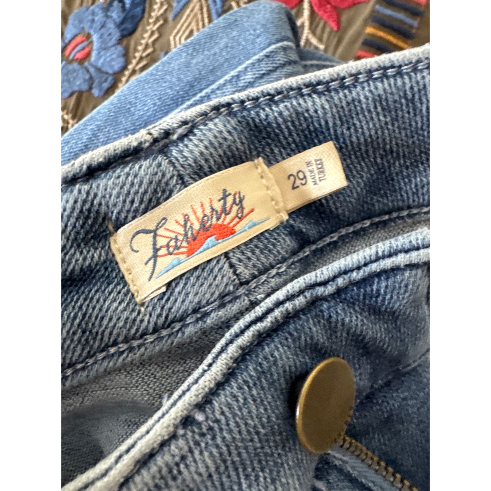 Faherty FAHERTY Stretch Terry Patch Denim Pant Size 29 BLUE Size 29" - 6 Thumbnail