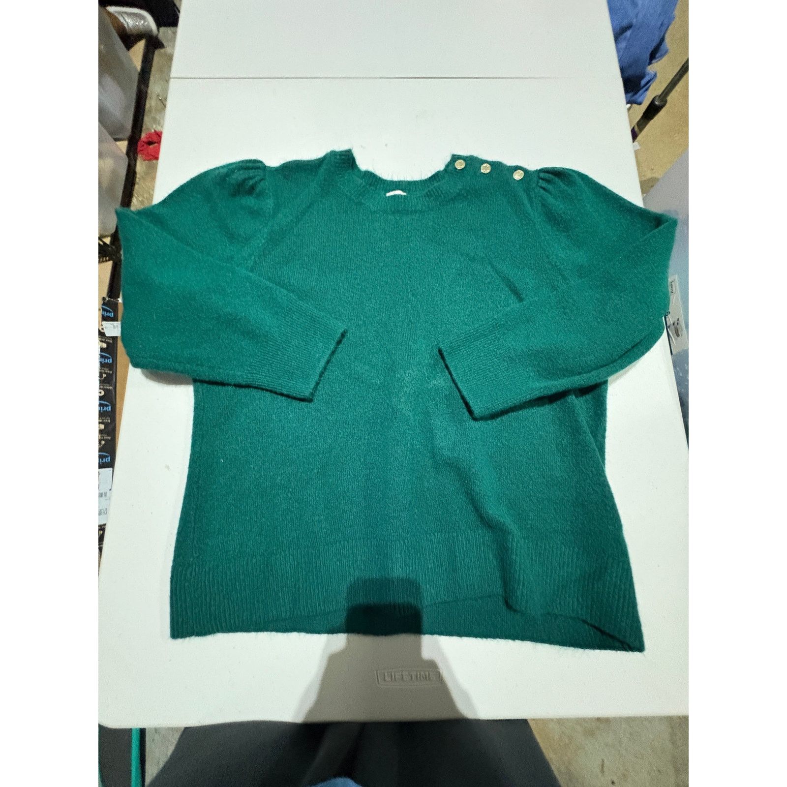 Anne Klein Anne Klein Women’s XL Green Knit Sweater Gold Button Size XL / US 12-14 / IT 48-50 - 3 Thumbnail