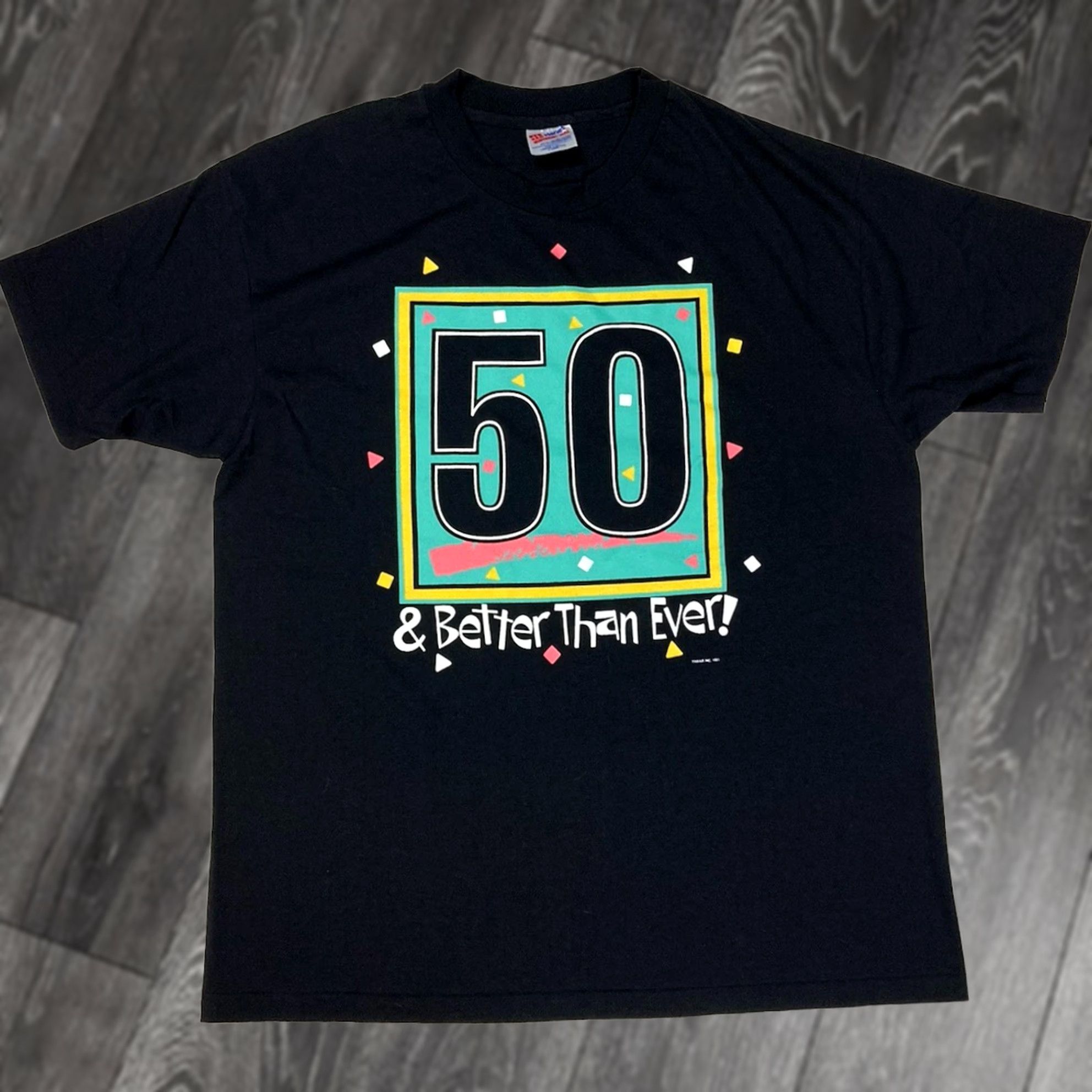 Hanes VINTAGE Hanes 50 & Better Than Ever T-Shirt Mens XL Black 90s USA Graphic Print Short Sleeve Crew Neck Cotton 1990s Size US XL / EU 56 / 4 - 1 Thumbnail