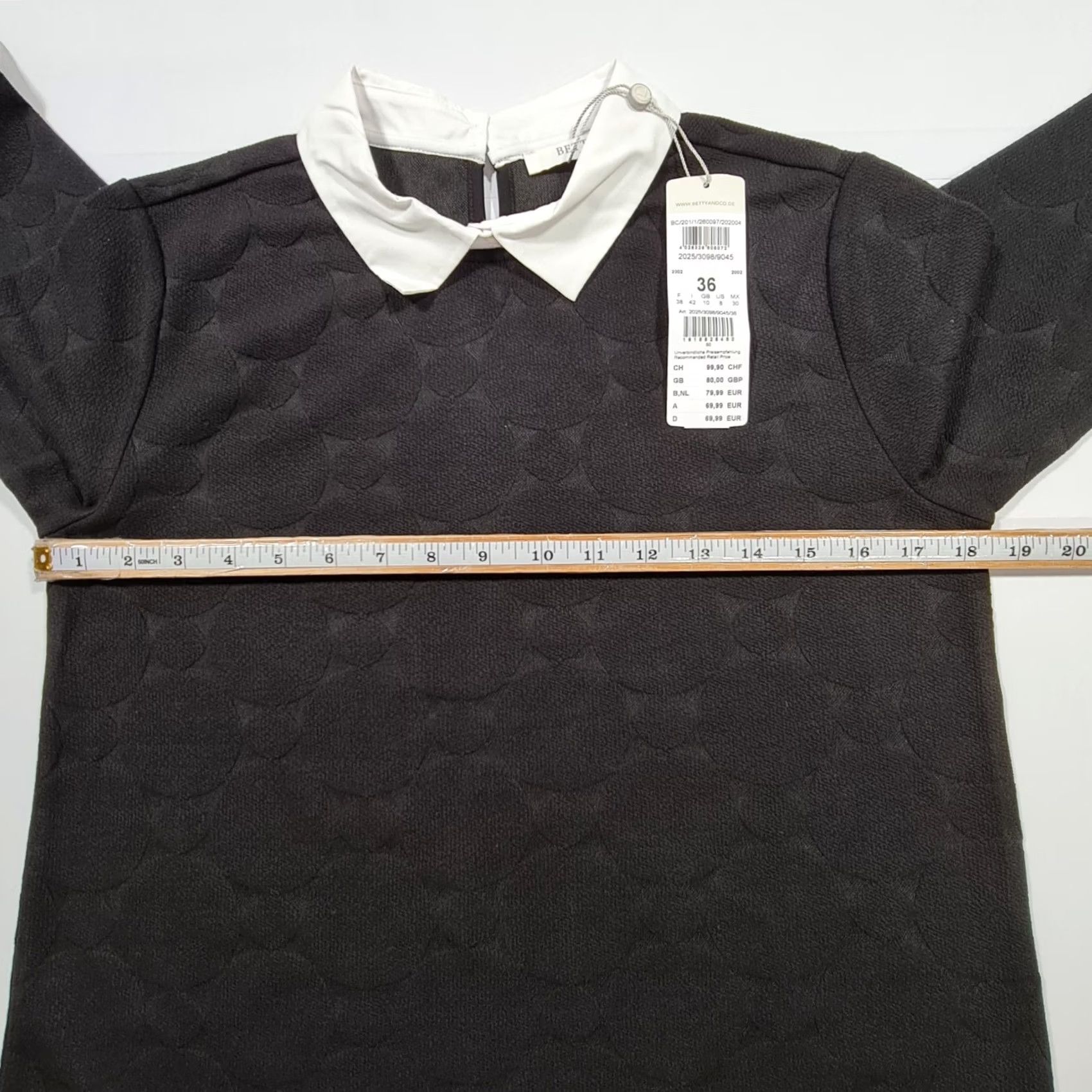 CO Betty & Co Womens Pullover Jumper Black 10 UK Collared Long Sleeve Button Jersey Top Size L / US 10 / IT 46 - 6 Thumbnail