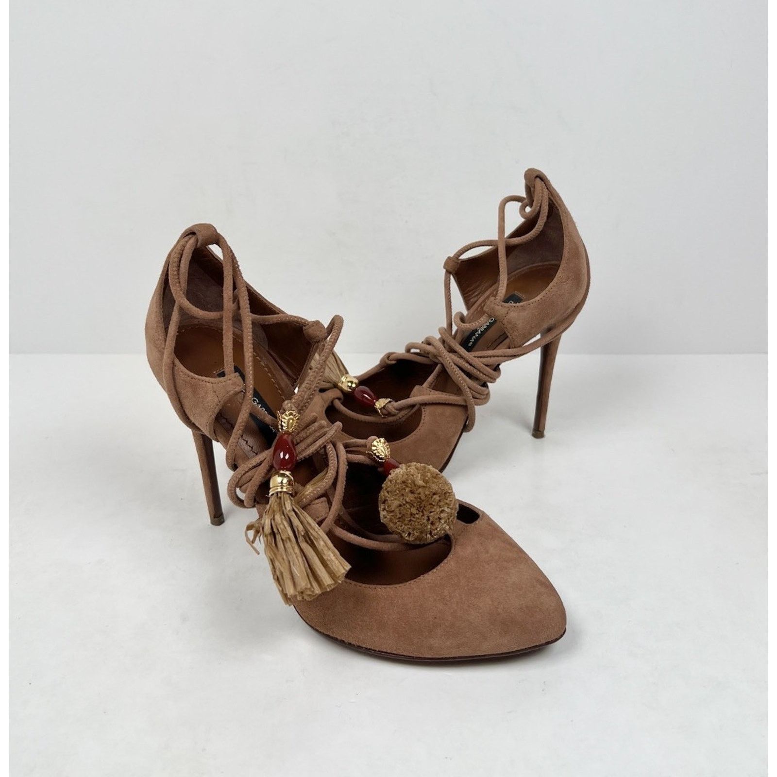 Dolce & Gabbana Size 5.5 - Dolce Gabbana Lace Tassle Stilleto Heels Size US 5.5 / IT 35.5 - 1 Thumbnail