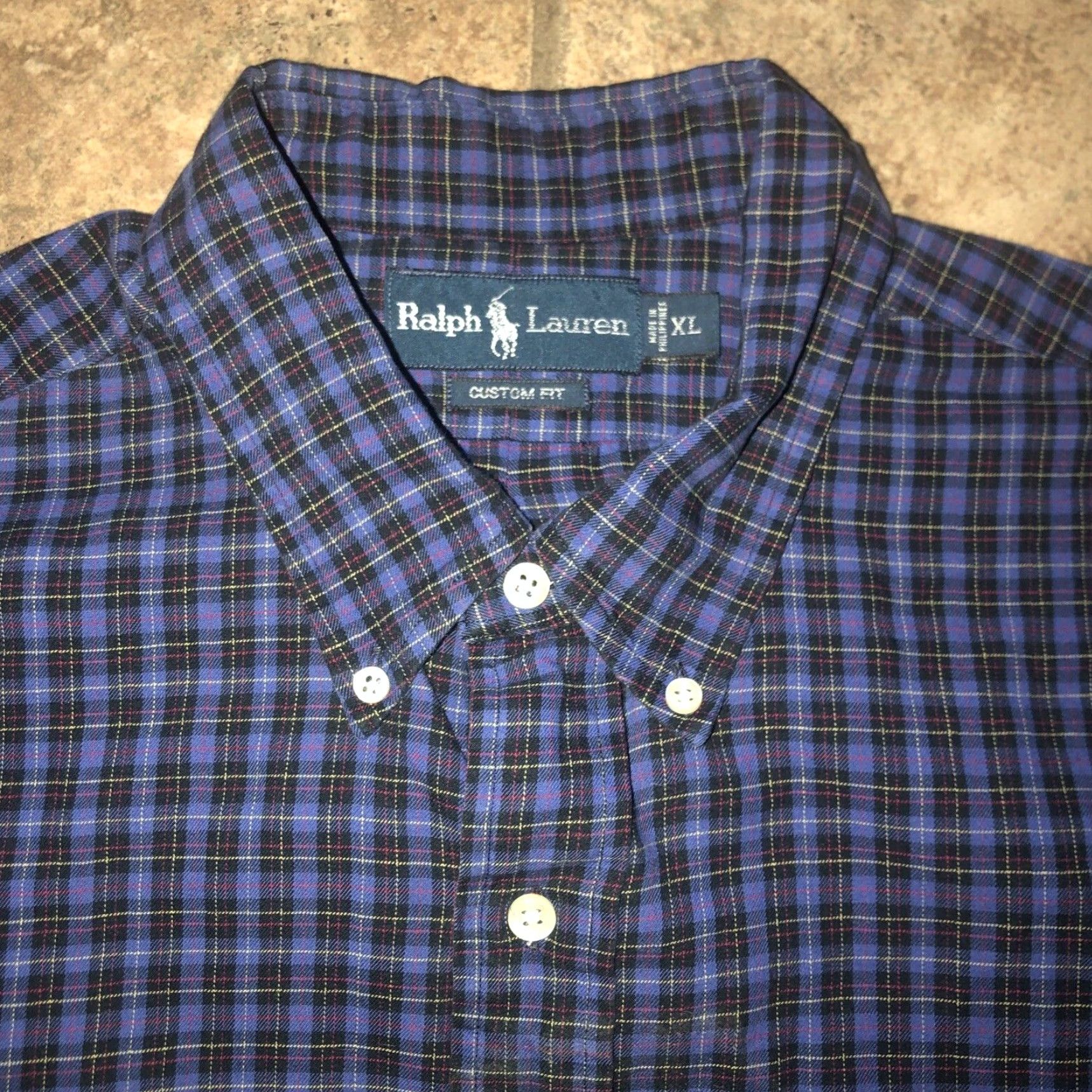 Polo Ralph Lauren VINTAGE Polo Ralph Lauren Men's Long Sleeve Button Shirt XL Blue Plaid Custom Fit 90s Size US XL / EU 56 / 4 - 2 Thumbnail