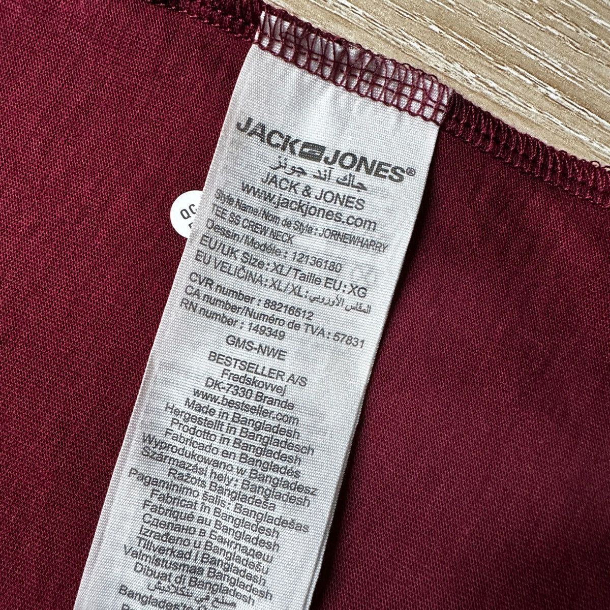 Jack & Jones Men's T-Shirt Burgundy Red Originals Graphic LogoTee XL Size US XL / EU 56 / 4 - 4 Thumbnail
