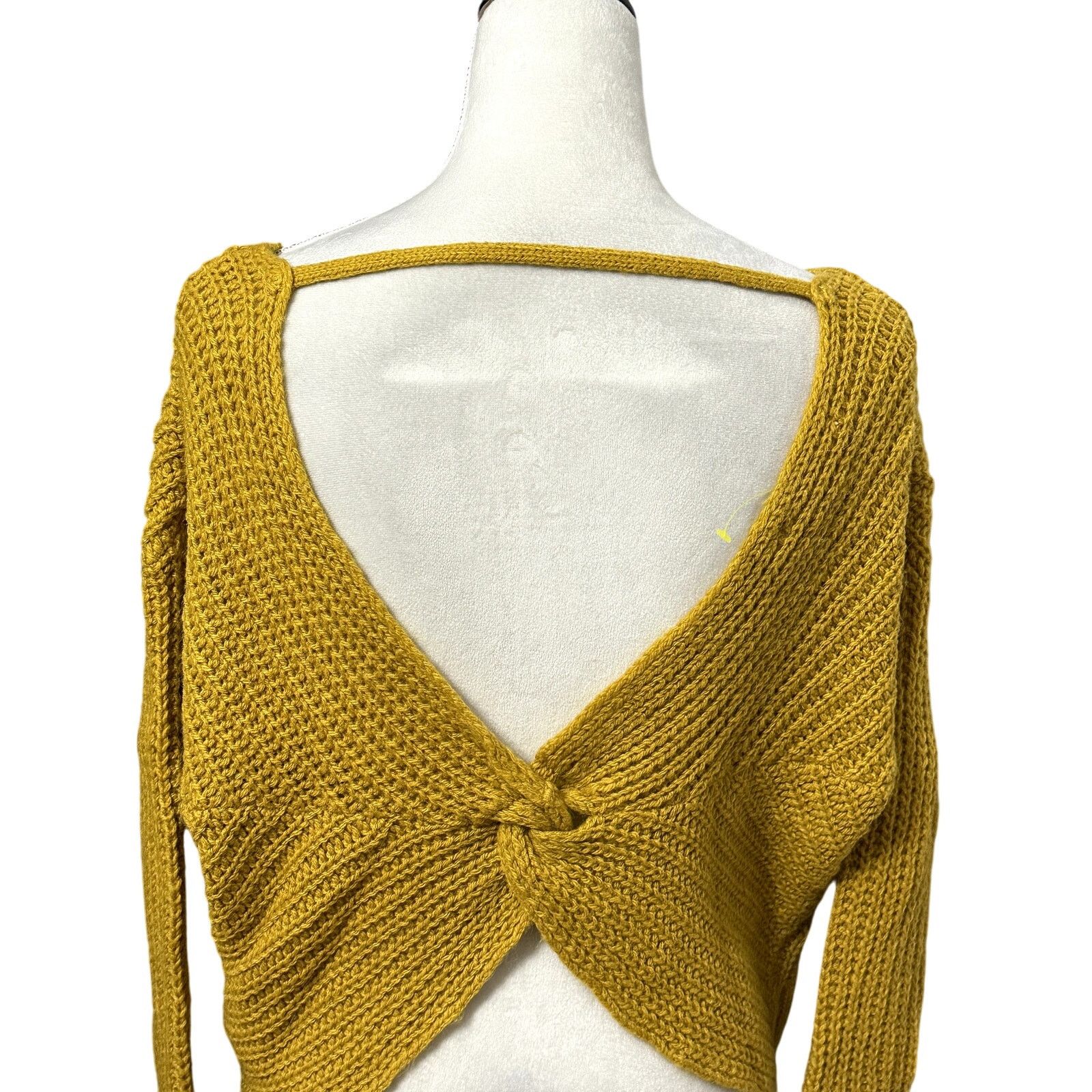 Other Kaisely Sweater Cropped Open Back Waffle Knit Mustard Small Size S / US 4 / IT 40 - 5 Thumbnail