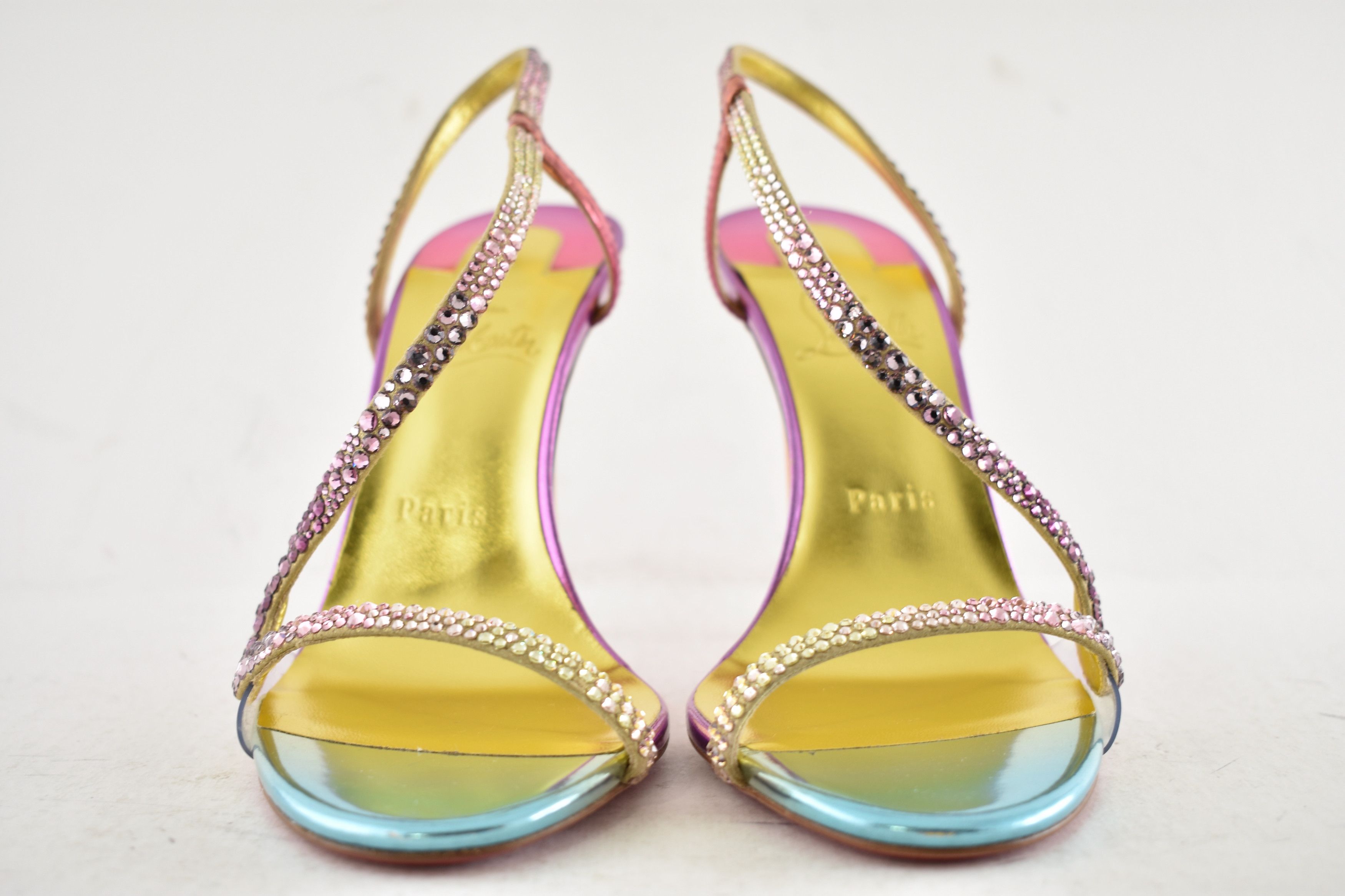 Christian Louboutin Rosalie Strass Boreal 100 Ankle Strap Sandal Heel Pump 39 Size US 9 / IT 39 - 10 Thumbnail