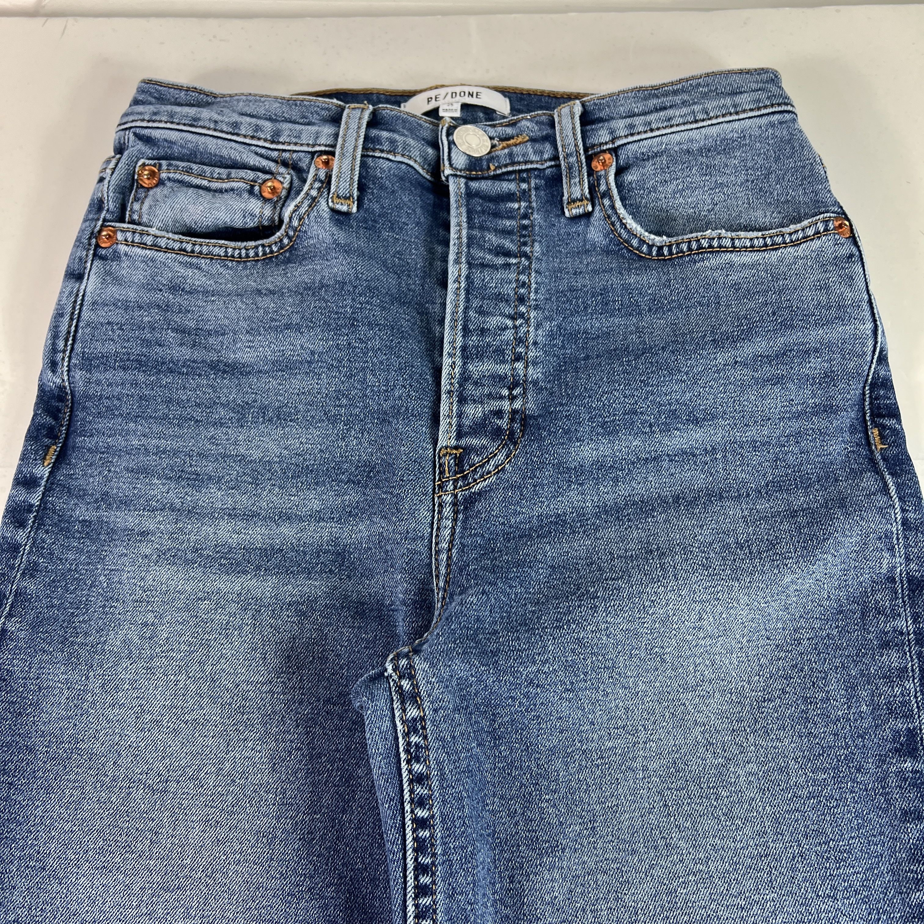 RE/DONE Re/Done Jean 70s Stove Pipe High Rise Skinny Crop Blue Denim Size 25" / US 0 / IT 36 - 2 Thumbnail