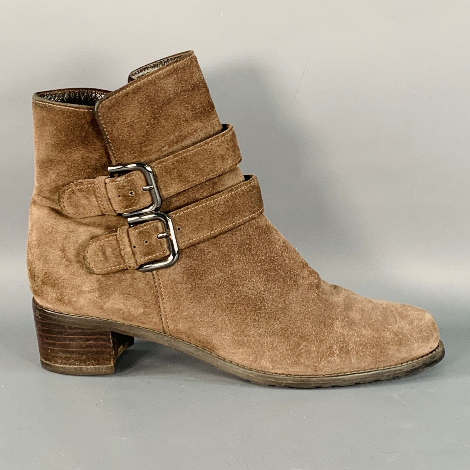 Stuart Weitzman STUART WEITZMAN Size 9.5 Brown Suede Buckle Ankle Boots Size US 9.5 / IT 39.5 - 2 Thumbnail