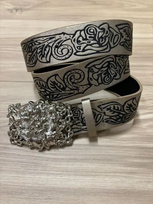 Japanese Brand Maijima x natsu Rose Buckle Belt Size 30 - 5 Thumbnail