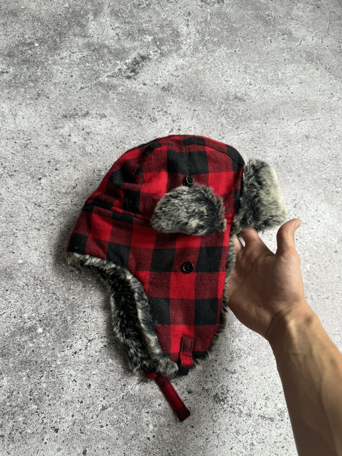 Japanese Brand Vintage Y2K fleece checkered hat Japanese style Size ONE SIZE - 11 Thumbnail