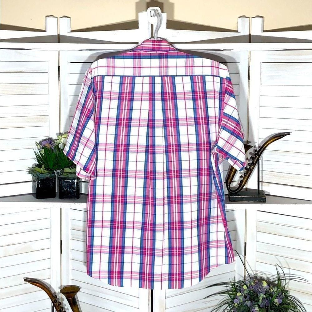 Vintage Mervyns vintage 90s pink white plaid short sleeves shirt L Size US L / EU 52-54 / 3 - 2 Thumbnail