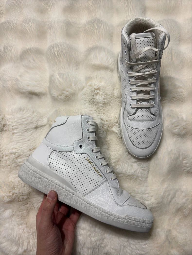 Saint Laurent Paris Pure white high-top board shoes sports