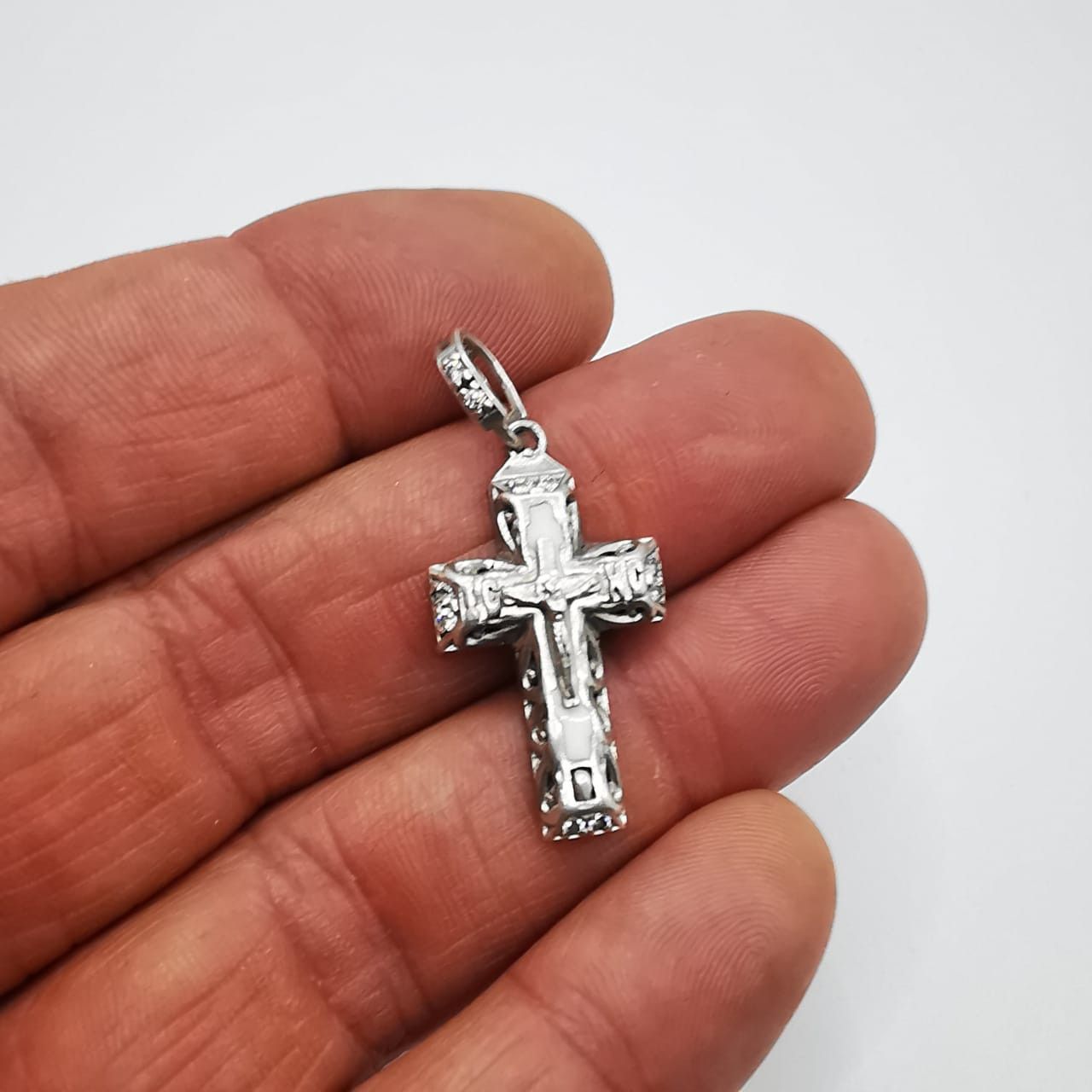 Sterling Silver Vintage Elegant Cross Pendant made of 925 Silver 4,41g Size ONE SIZE - 7 Thumbnail