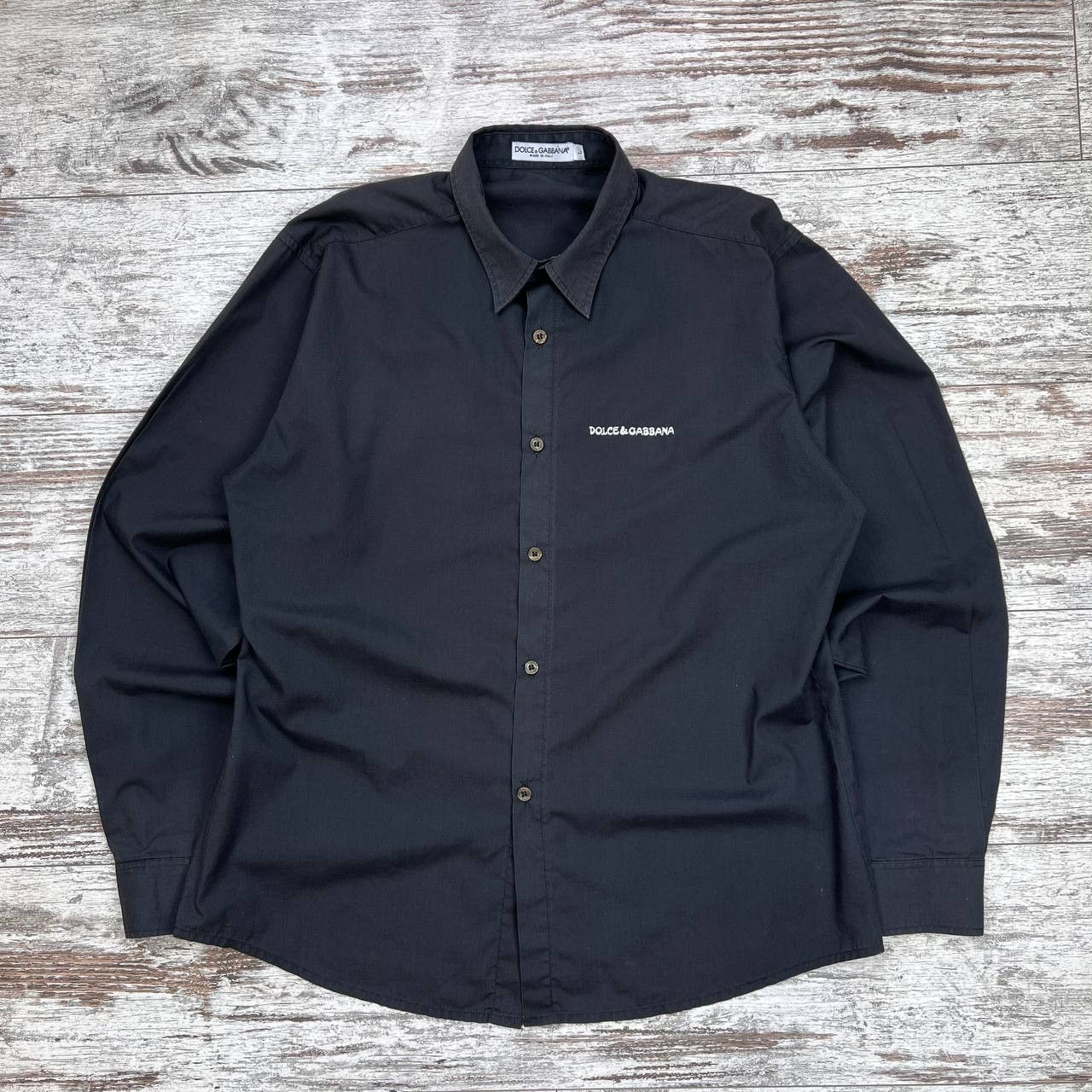 Dolce & Gabbana D&G Men's Black Long Sleeve Shirt Embroidered Logo Size US L / EU 52-54 / 3 - 1 Thumbnail