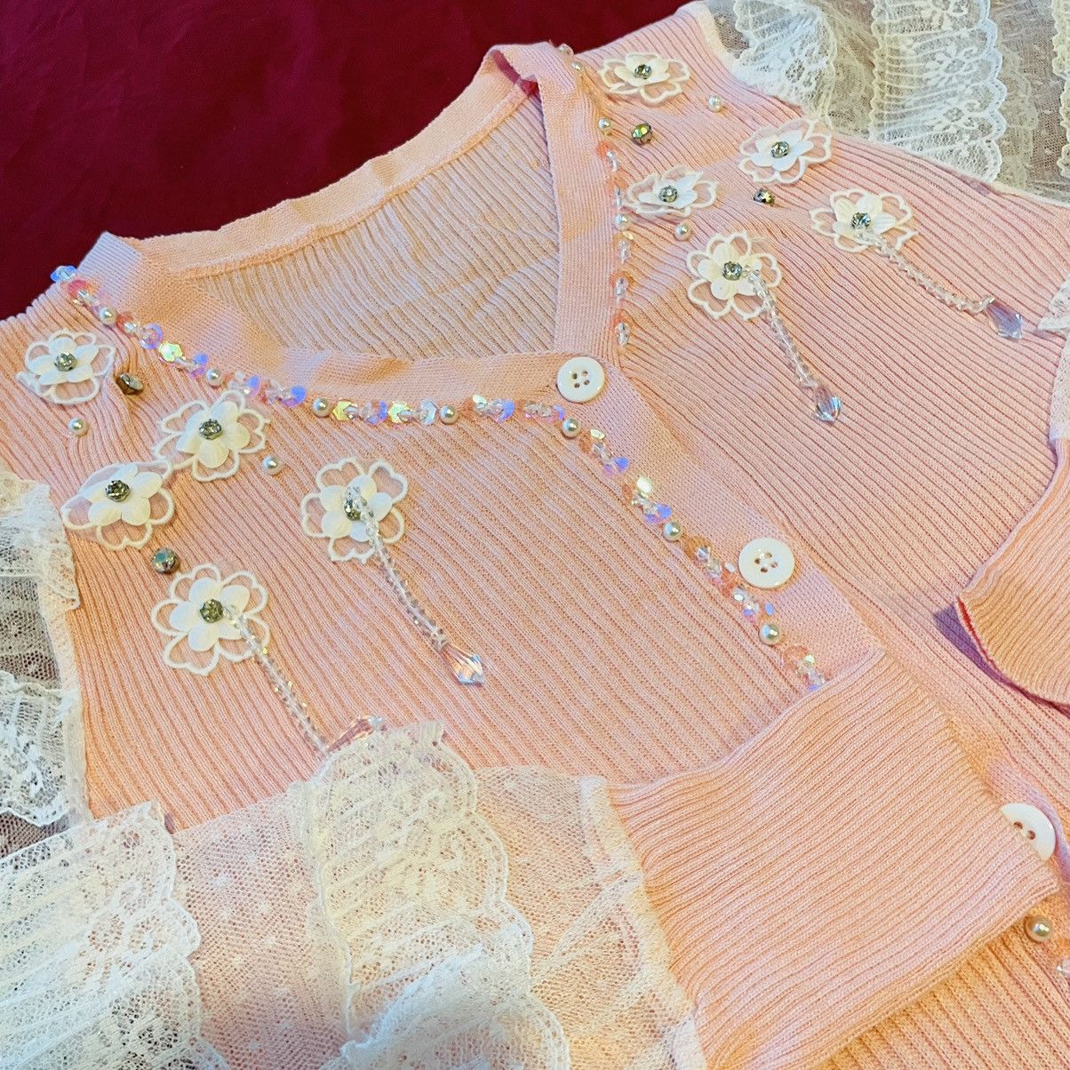 Japanese Brand × Seditionaries Japanese Y2K Crystal Lace Sleeve Cardigan Size M / US 6-8 / IT 42-44 - 4 Thumbnail