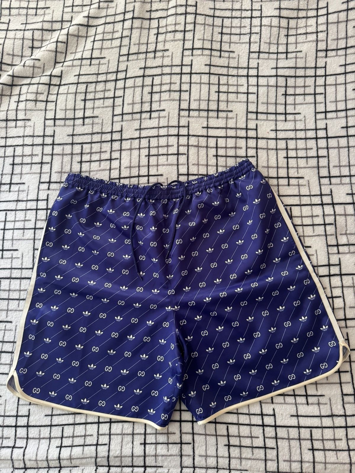 Adidas × Gucci Adidas x Gucci Shorts Blue GG Monogram Trefoil Logo Limited Size US 36 / EU 52 - 1 Thumbnail