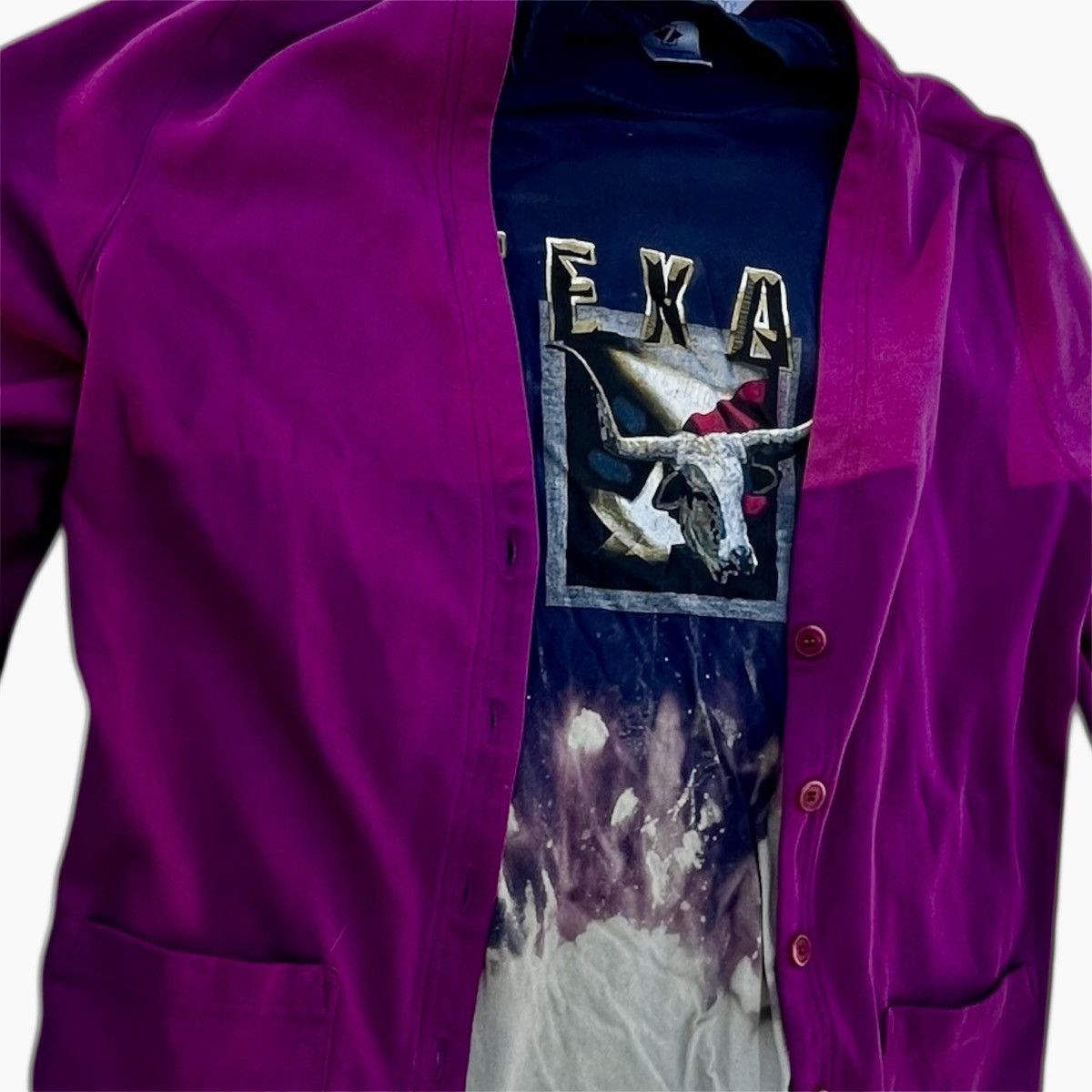 Lands' End Vintage Magenta Lands End Cardigan W Vintage TXS Splash Tee Size US M / EU 48-50 / 2 - 2 Thumbnail